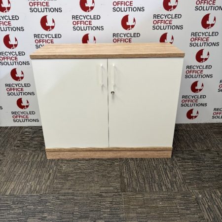 Desk High White And Oak Storage Unit